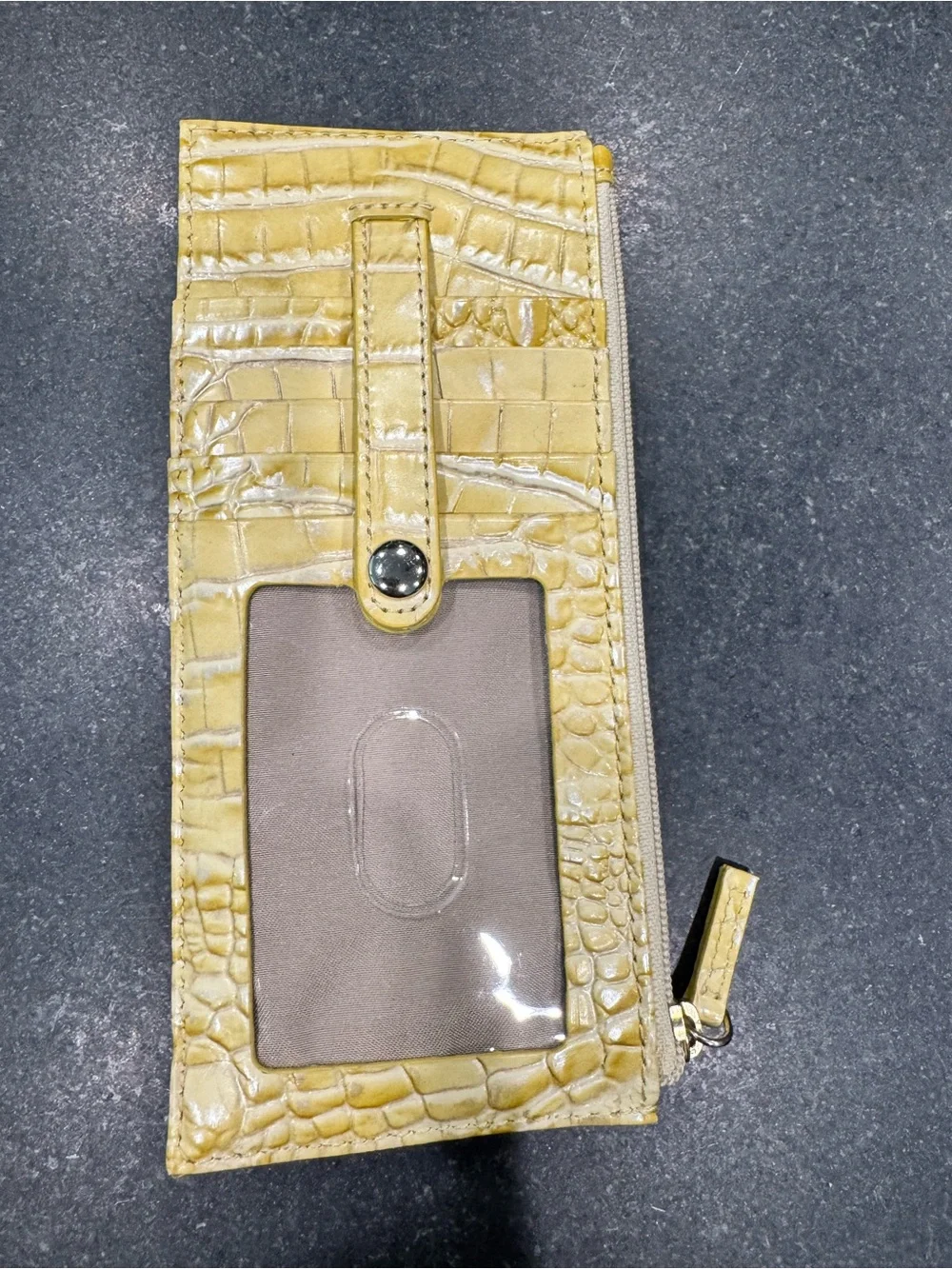 Brahmin Croc-Embossed Leather ID & Card Holder in Beige